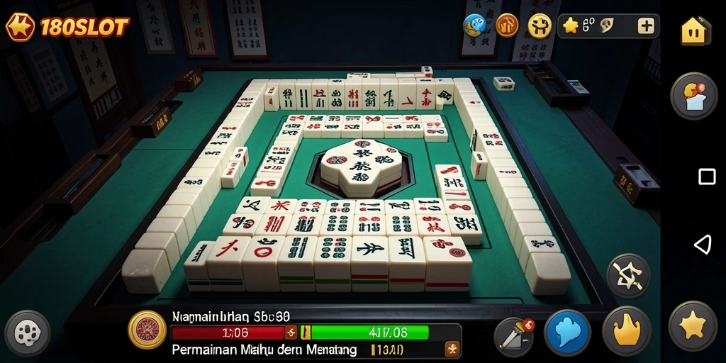Screenshot gameplay 180SLOT menampilkan aksi Mahjong yang seru.