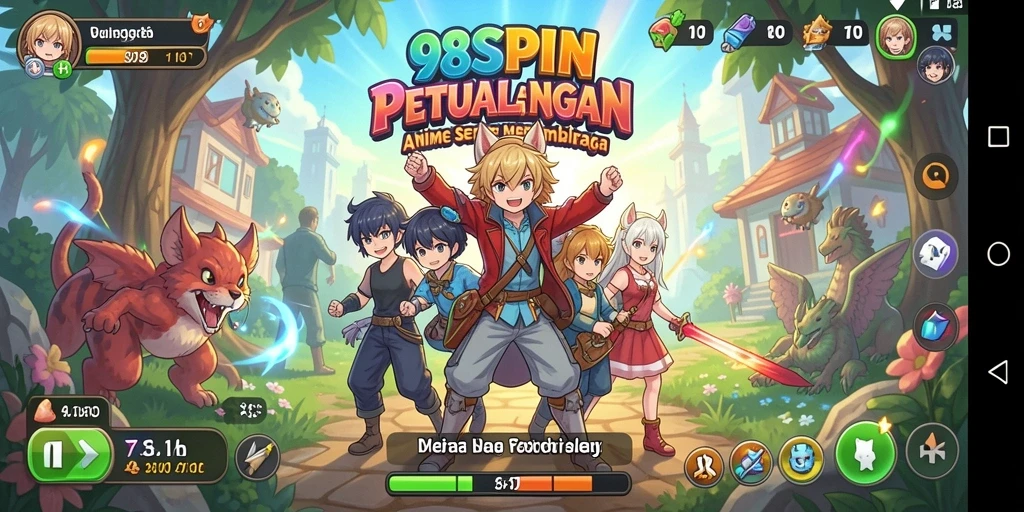 Tampilan gameplay menarik dari 98SPIN dengan karakter Anime yang menawan.