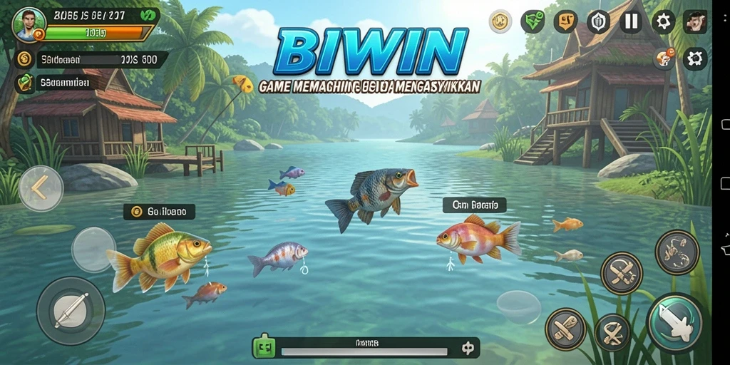 Gameplay memancing yang menarik dan penuh warna di BIWIN.