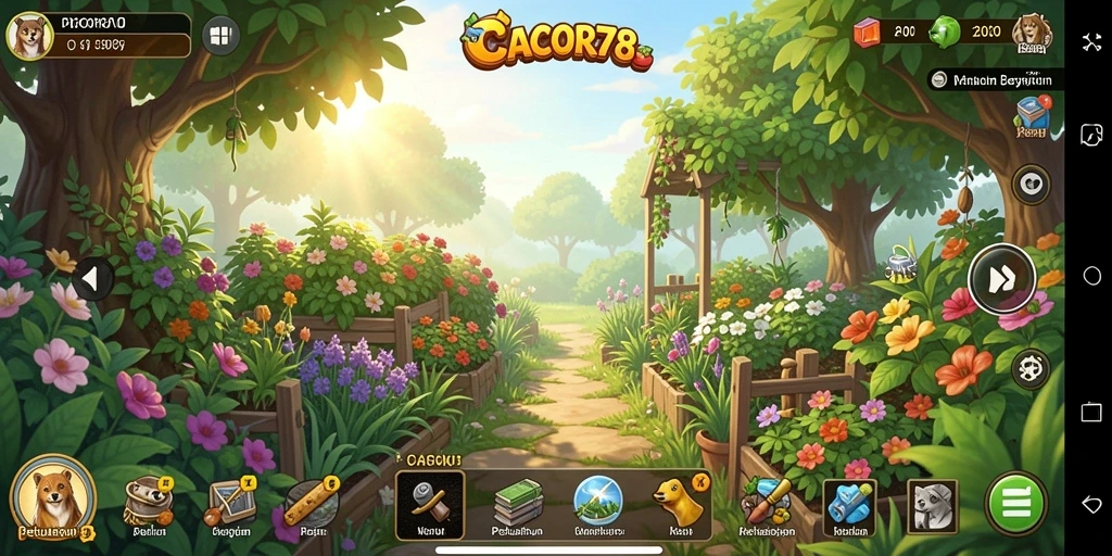 Gameplay menyenangkan di <strong>CACOR78</strong> dengan berbagai tanaman dan ladang yang subur.
