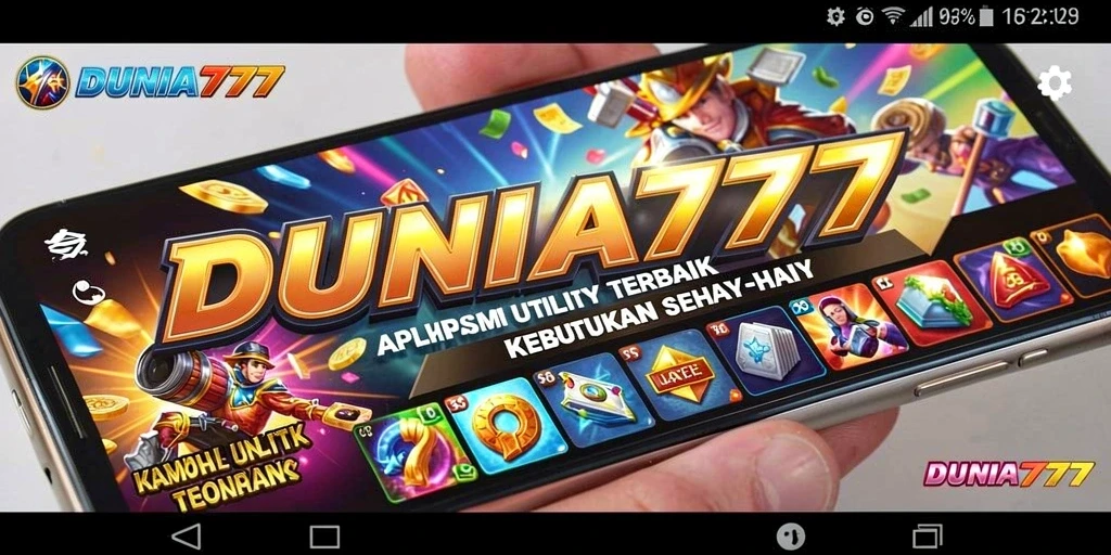 Tampilan utama DUNIA777 yang sederhana dan fungsional.