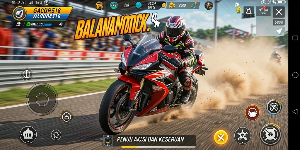 Screenshot GACOR518 menampilkan balapan motor yang seru dan intens.