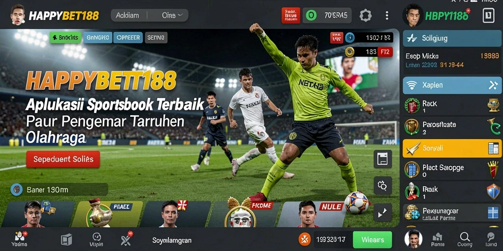 Screenshot utama HAPPYBET188 menampilkan tampilan taruhan olahraga yang menarik.