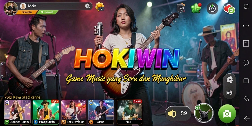 Tangkapan layar HOKIWIN menampilkan pemain yang asyik menikmati gameplay musik.