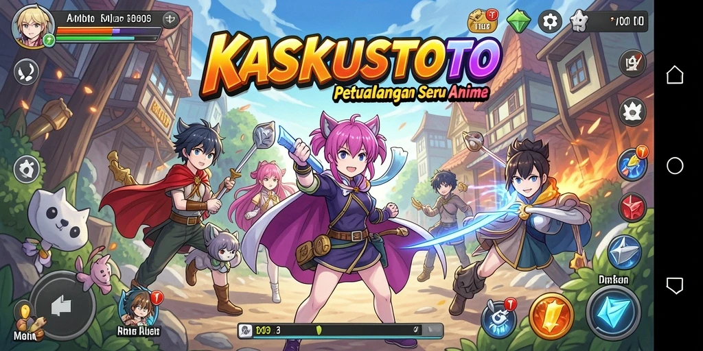 Tampilan gameplay seru KASKUSTOTO dengan karakter anime yang menarik.