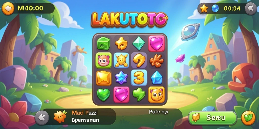 Tangkapan layar permainan LAKUTOTO dengan gameplay Match-3 yang menarik.