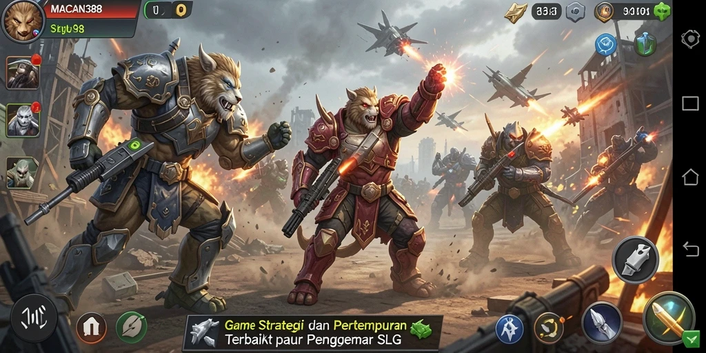 Tampilan aksi seru dalam gameplay SLG di MACAN388.