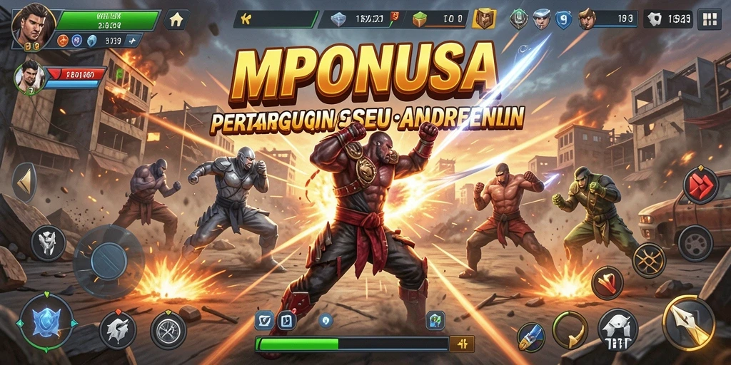 Tampilan penuh aksi pertarungan di MPONUSA dengan karakter beragam.
