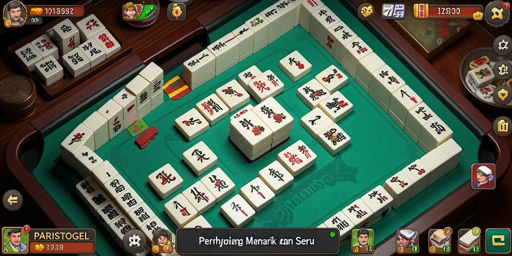 Screenshot gameplay PARISTOGEL yang menunjukkan suasana permainan Mahjong yang seru.