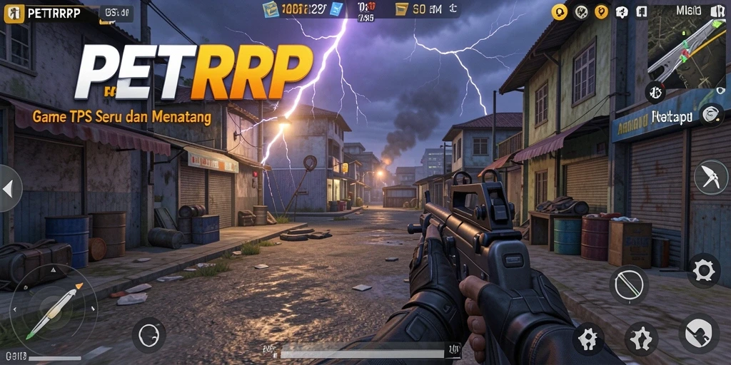 Screenshot utama PETIRRP menampilkan aksi seru dalam gameplay TPS.