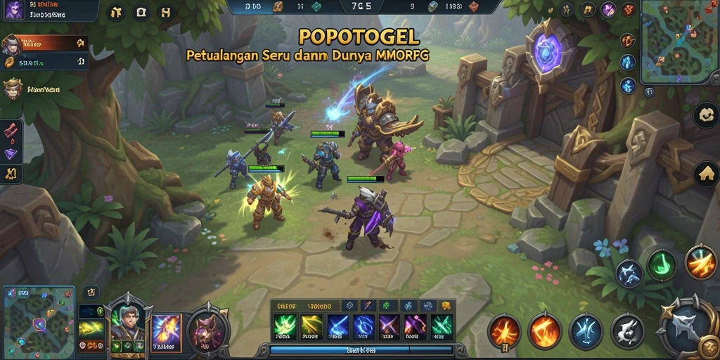 Screenshot gameplay POPOTOGEL dengan aksi karakter di dunia fantastis.