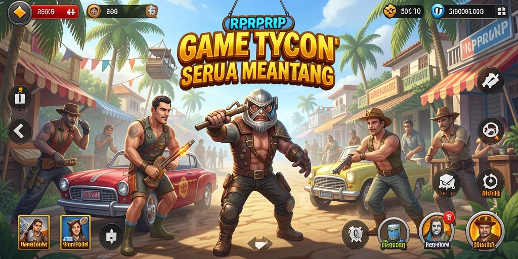 Screenshot gameplay RPRPRP yang menarik dengan elemen Tycoon.