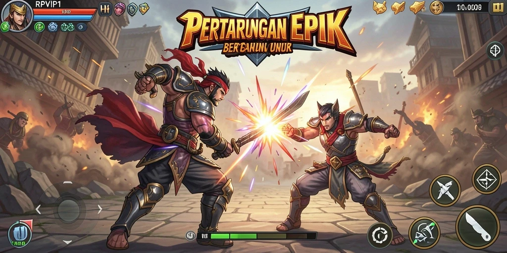 Screenshot gameplay RPVIP1 yang menampilkan aksi pertarungan yang mendebarkan.