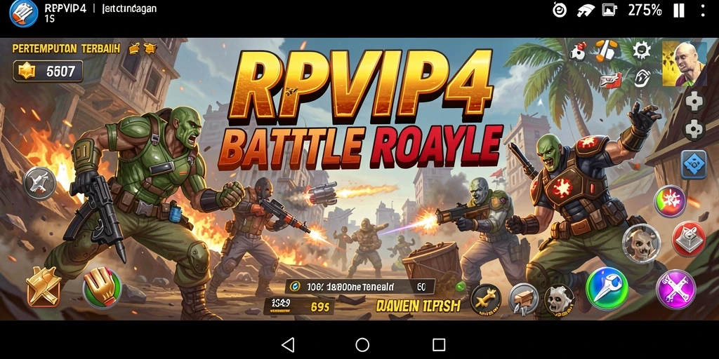 Screenshot RPVIP4 menunjukkan aksi seru di arena Battle Royale.