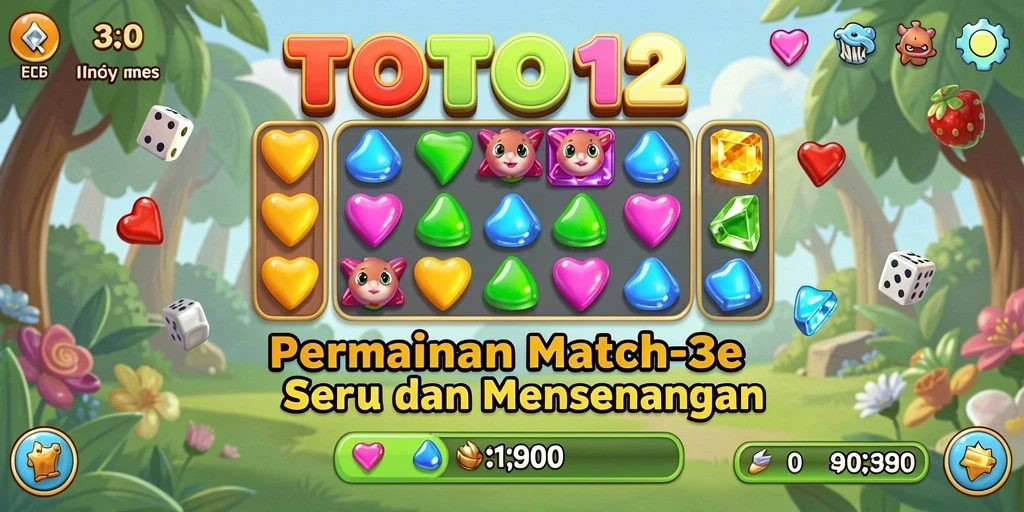 Gameplay seru TOTO12 dengan grafik menawan dan tantangan Match-3.