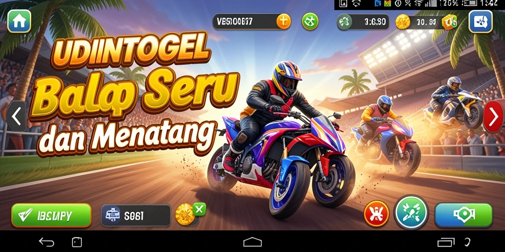 Screenshot dari gameplay balap yang menegangkan di UDINTOGEL.